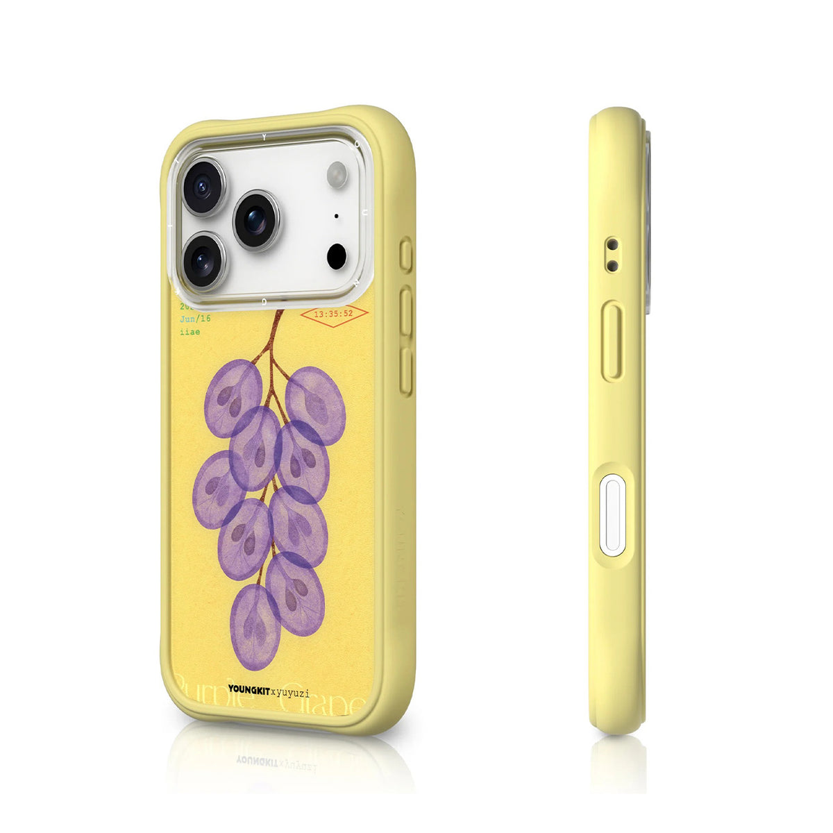 YOUNGKIT Case for iPhone 17 Pro - Magnetic Case CH Authentic Purple Jade Grapes, Illustrated Design and Precise Fit