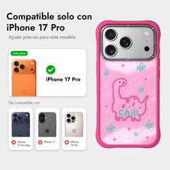 YOUNGKIT Case for iPhone 17 Pro – Magnetic CH Marshmallow Flower Dino Case, Illustrated Design and Precise Fit
