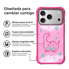 YOUNGKIT Case for iPhone 17 Pro – Magnetic CH Marshmallow Flower Dino Case, Illustrated Design and Precise Fit