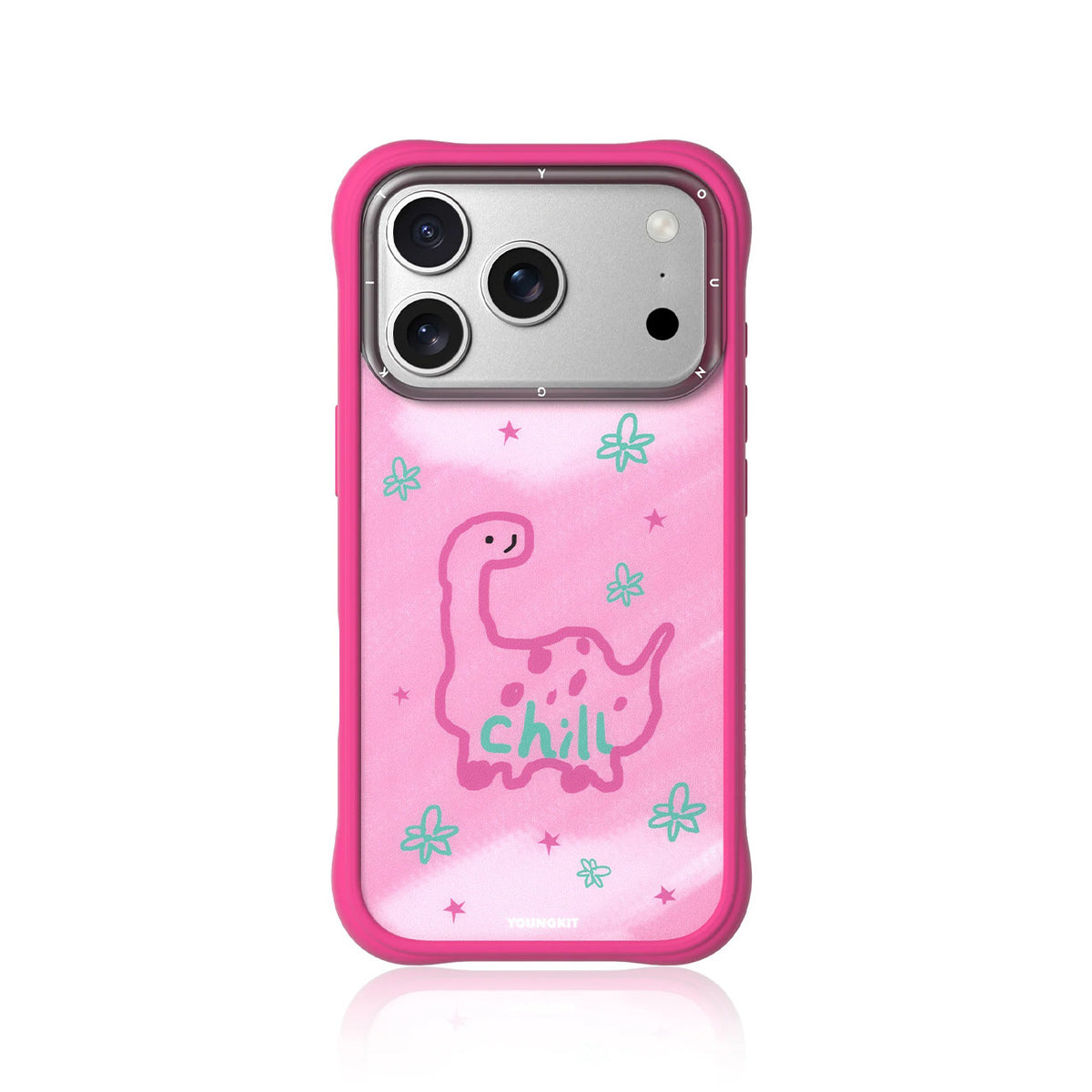 YOUNGKIT Funda Marshmallow para iPhone 17 Pro/18 Pro Compatible con MagSafe, Flower Dino