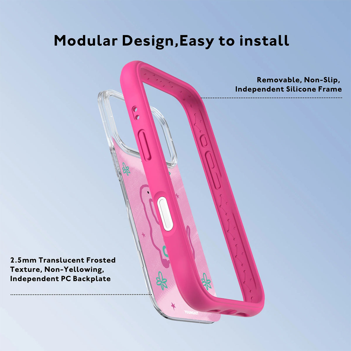 YOUNGKIT Funda Marshmallow para iPhone 17 Pro/18 Pro Compatible con MagSafe, Flower Dino