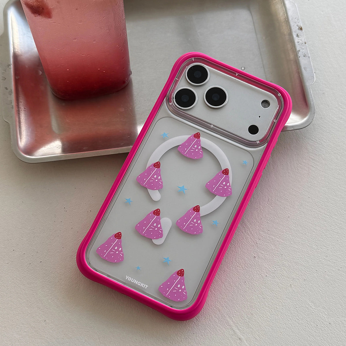 YOUNGKIT Funda Marshmallow para iPhone 17 Pro Max/18 Pro Max Compatible con MagSafe, Kitty Cake