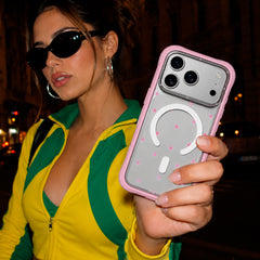 YOUNGKIT Case for iPhone 17 Pro Max – Magnetic Transparent Case CH Star Dot Rose Pink Star, Star Design and Precise Fit