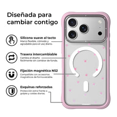 YOUNGKIT Case for iPhone 17 Pro Max – Magnetic Transparent Case CH Star Dot Rose Pink Star, Star Design and Precise Fit