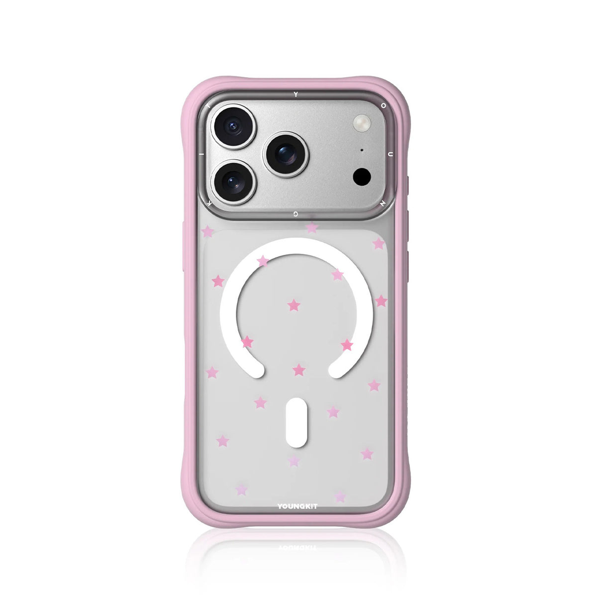 YOUNGKIT Funda Star Dot para iPhone 17 Pro/18 Pro Compatible con MagSafe, Rosa Pink Star