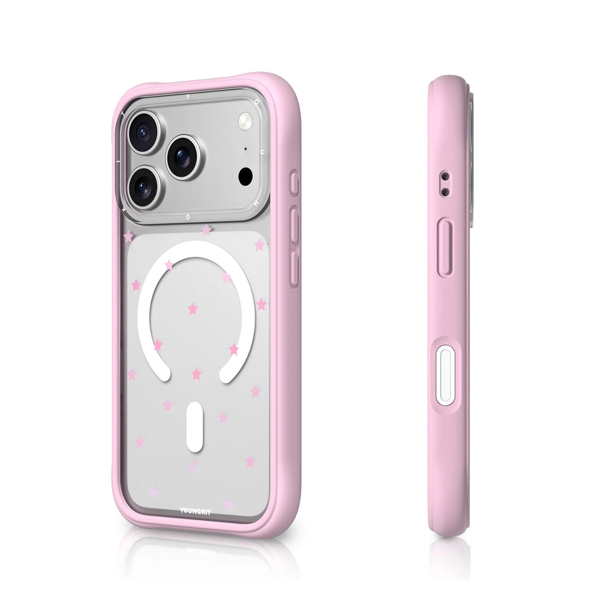 YOUNGKIT Funda Star Dot para iPhone 17 Pro Max/18 Pro Max Compatible con MagSafe, Rosa Pink Star