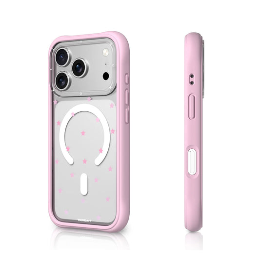 YOUNGKIT Case for iPhone 17 Pro Max – Magnetic Transparent Case CH Star Dot Rose Pink Star, Star Design and Precise Fit