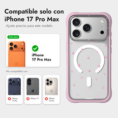 YOUNGKIT Case for iPhone 17 Pro Max – Magnetic Transparent Case CH Star Dot Rose Pink Star, Star Design and Precise Fit