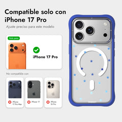 YOUNGKIT Case for iPhone 17 Pro – Magnetic Clear Case CH Star Dot Blue Star, Star Design and Precise Fit