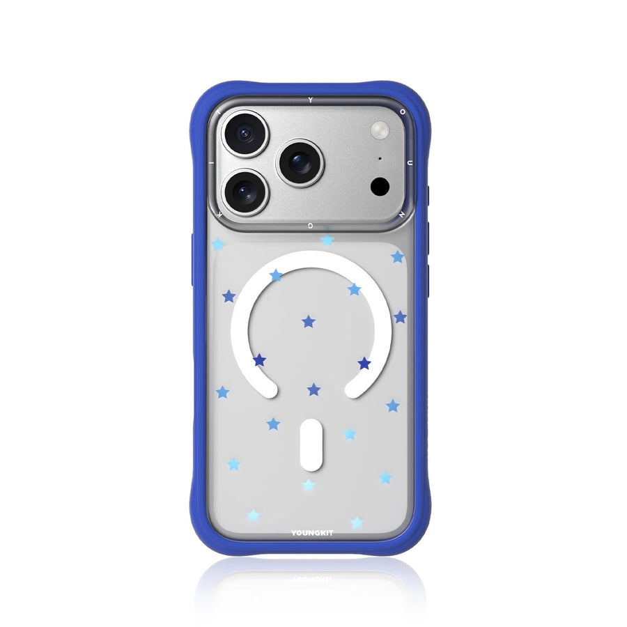 YOUNGKIT Case for iPhone 17 Pro Max – CH Star Dot Blue Magnetic Clear Case, Star Design and Precise Fit