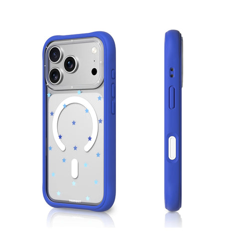 YOUNGKIT Funda CH Star Dot para iPhone 17 Pro Max Compatible con MagSafe, Marco de Silicona y Trasera Removible, Azul Blue Star