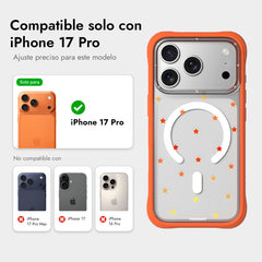 YOUNGKIT Case for iPhone 17 Pro – Magnetic Clear Case CH Star Dot Orange Star, Star Design and Precise Fit