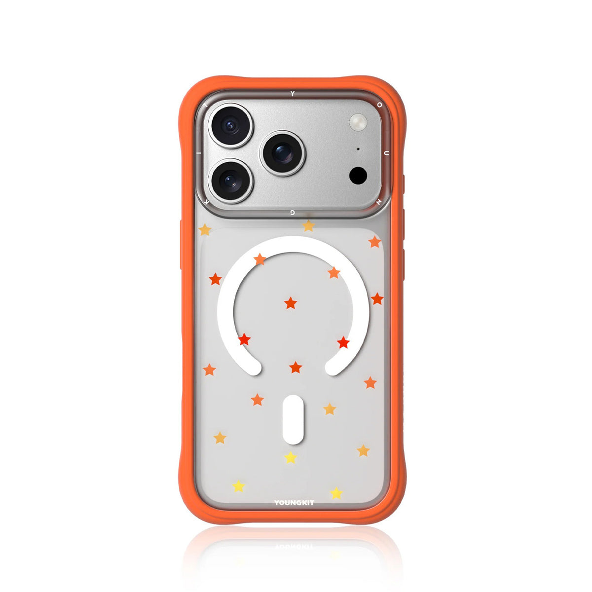 YOUNGKIT Funda Star Dot para iPhone 17 Pro Max/18 Pro Max Compatible con MagSafe, Naranja Orange Star