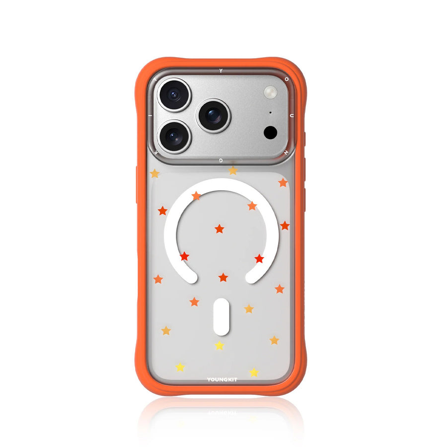 YOUNGKIT Case for iPhone 17 Pro Max – Magnetic Clear Case CH Star Dot Orange Star, Star Design and Precise Fit