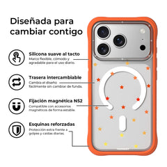 YOUNGKIT Case for iPhone 17 Pro Max – Magnetic Clear Case CH Star Dot Orange Star, Star Design and Precise Fit