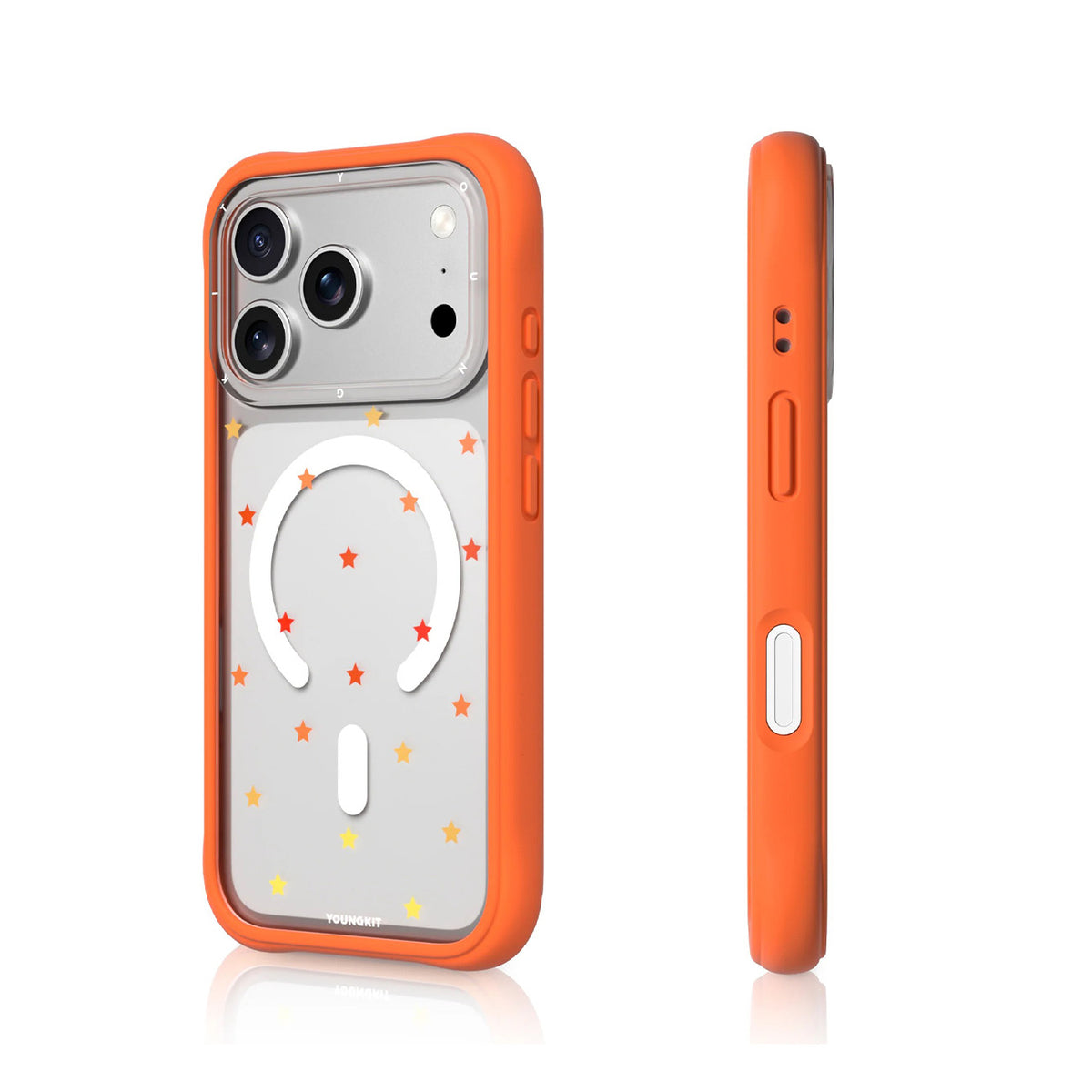 YOUNGKIT Funda Star Dot para iPhone 17 Pro/18 Pro Compatible con MagSafe, Naranja Orange Star
