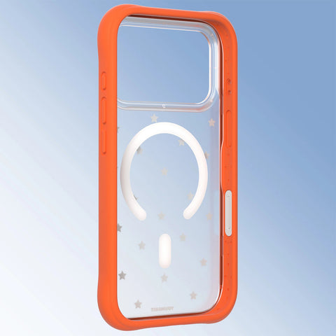 YOUNGKIT Funda CH Star Dot para iPhone 17 Pro Compatible con MagSafe, Marco de Silicona y Trasera Removible, Naranja Orange Star