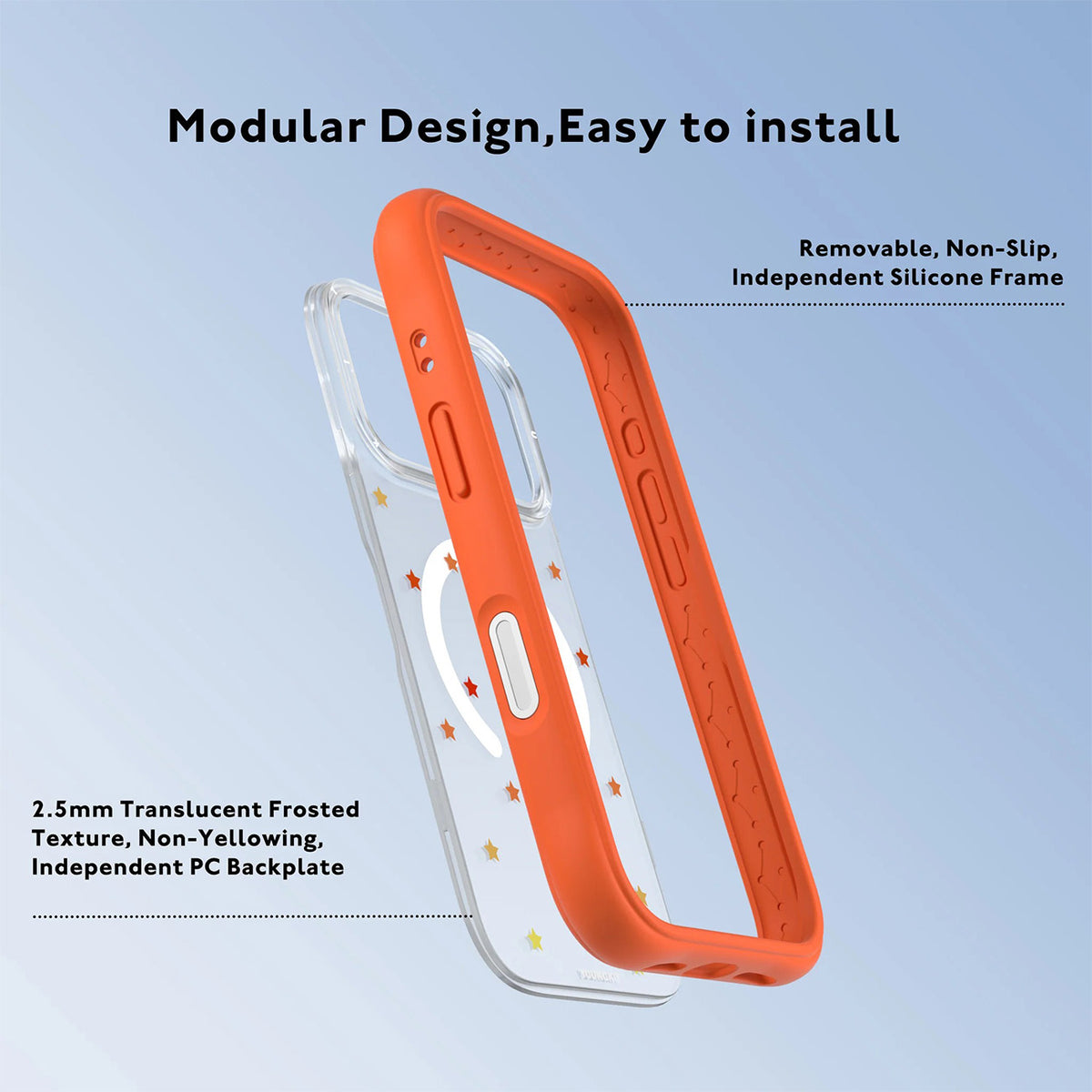 YOUNGKIT Funda Star Dot para iPhone 17 Pro/18 Pro Compatible con MagSafe, Naranja Orange Star