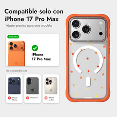YOUNGKIT Case for iPhone 17 Pro Max – Magnetic Clear Case CH Star Dot Orange Star, Star Design and Precise Fit