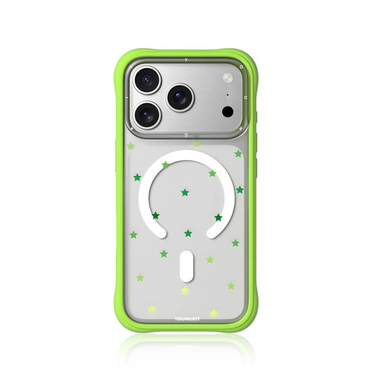 YOUNGKIT iPhone 17 Pro Max Case - CH Star Dot Green Magnetic Clear Case, Star Design and Precise Fit