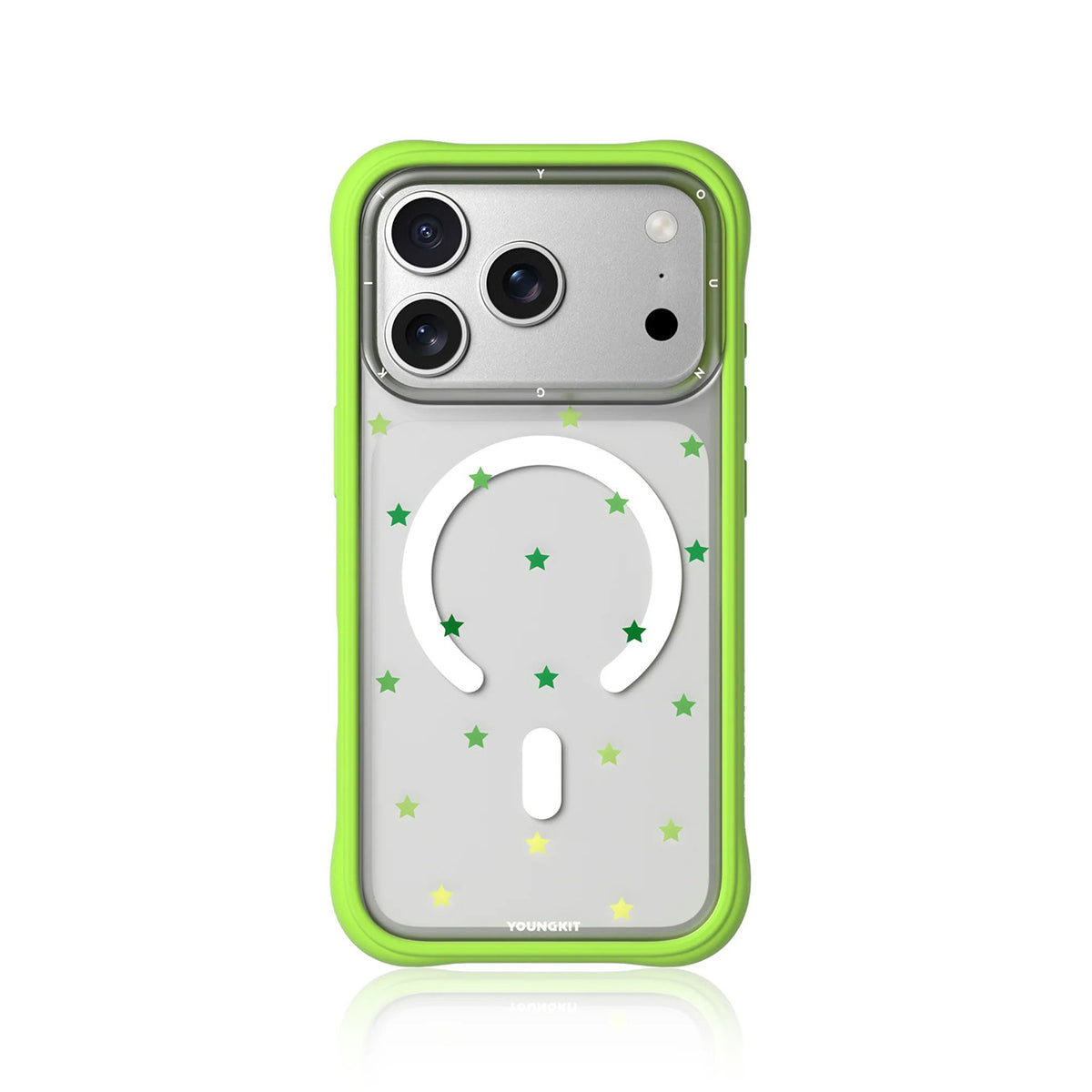 YOUNGKIT Funda Star Dot para iPhone 17 Pro/18 Pro Compatible con MagSafe, Verde Green Star