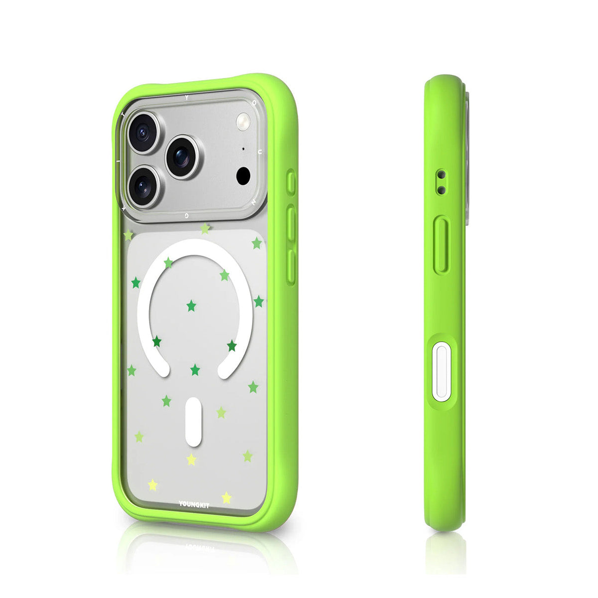 YOUNGKIT Funda Star Dot para iPhone 17 Pro Max/18 Pro Max Compatible con MagSafe, Verde Green Star