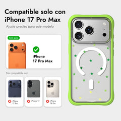 YOUNGKIT iPhone 17 Pro Max Case - CH Star Dot Green Magnetic Clear Case, Star Design and Precise Fit