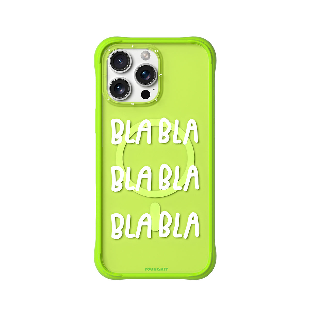 YOUNGKIT Funda CH3 Coffee Time 2.0 para iPhone 16 Pro Compatible con MagSafe, Marco de Silicona y Trasera Removible, No Para de Hablar, Verde