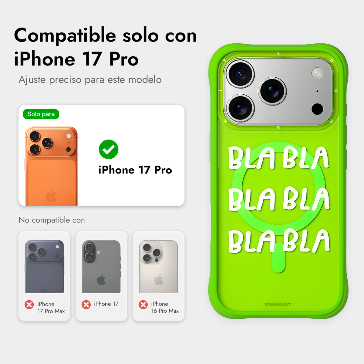 YOUNGKIT Funda Coffee Time para iPhone 17 Pro/18 Pro Compatible con MagSafe, No Para de Hablar, Verde