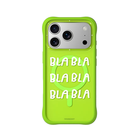 YOUNGKIT Funda CH3 Coffee Time 2.0 para iPhone 17 Pro Max Compatible con MagSafe, Marco de Silicona y Trasera Removible, No Para de Hablar, Verde