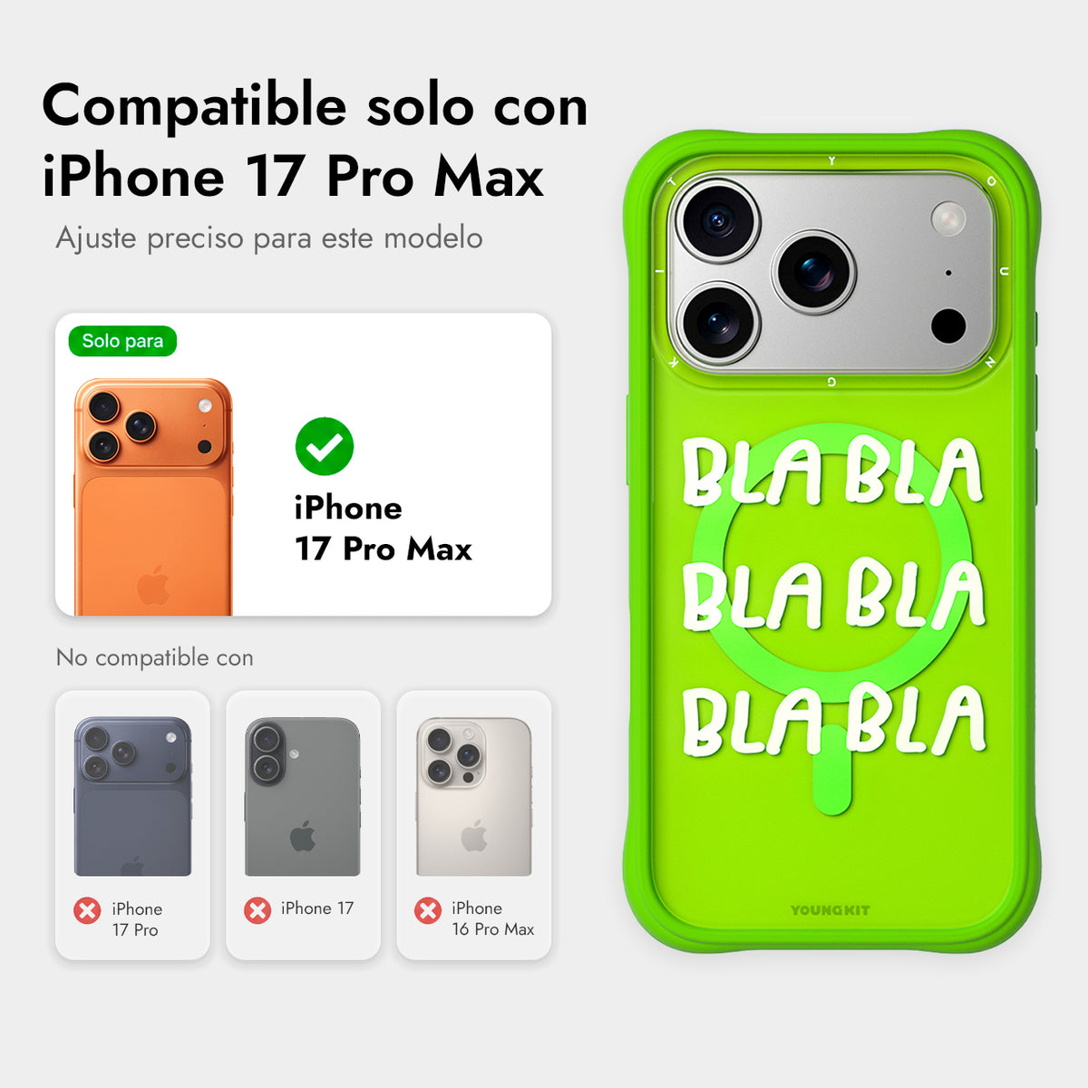 YOUNGKIT Funda Coffee Time para iPhone 17 Pro Max/18 Pro Max Compatible con MagSafe, No Para de Hablar, Verde