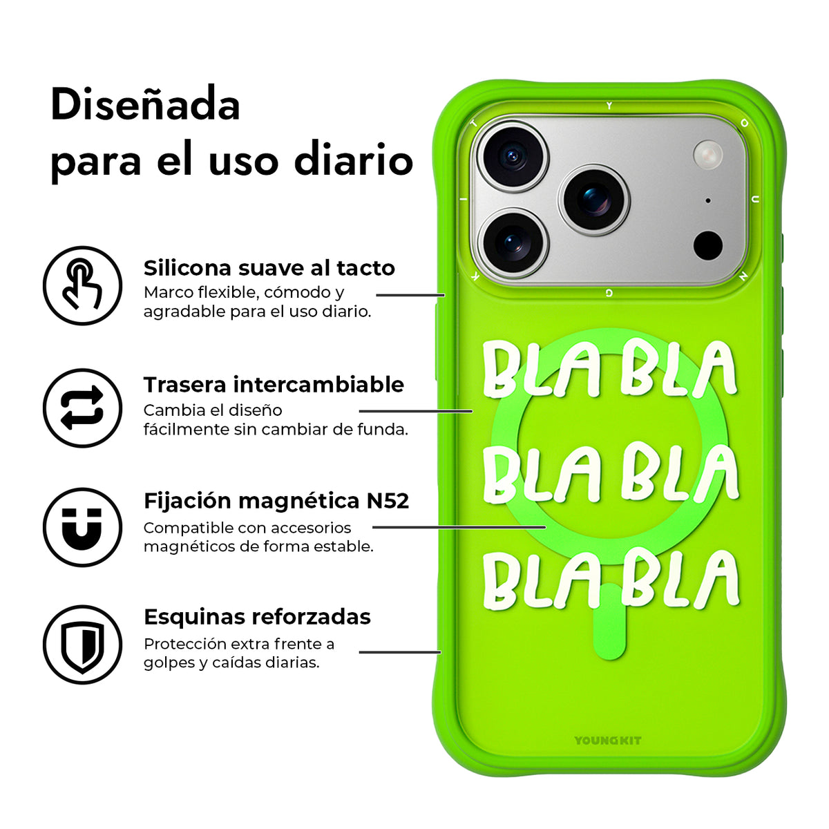 YOUNGKIT Funda Coffee Time para iPhone 17 Pro Max/18 Pro Max Compatible con MagSafe, No Para de Hablar, Verde