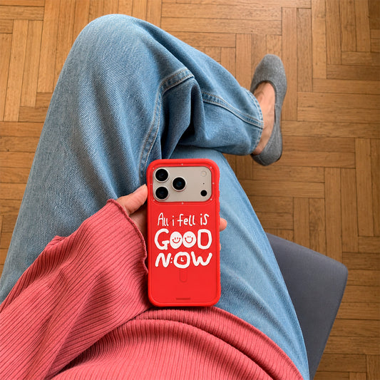 YOUNGKIT Funda CH3 Coffee Time 2.0 para iPhone 16 Pro Max Compatible con MagSafe, Marco de Silicona y Trasera Removible, Qué Bien Está, Roja