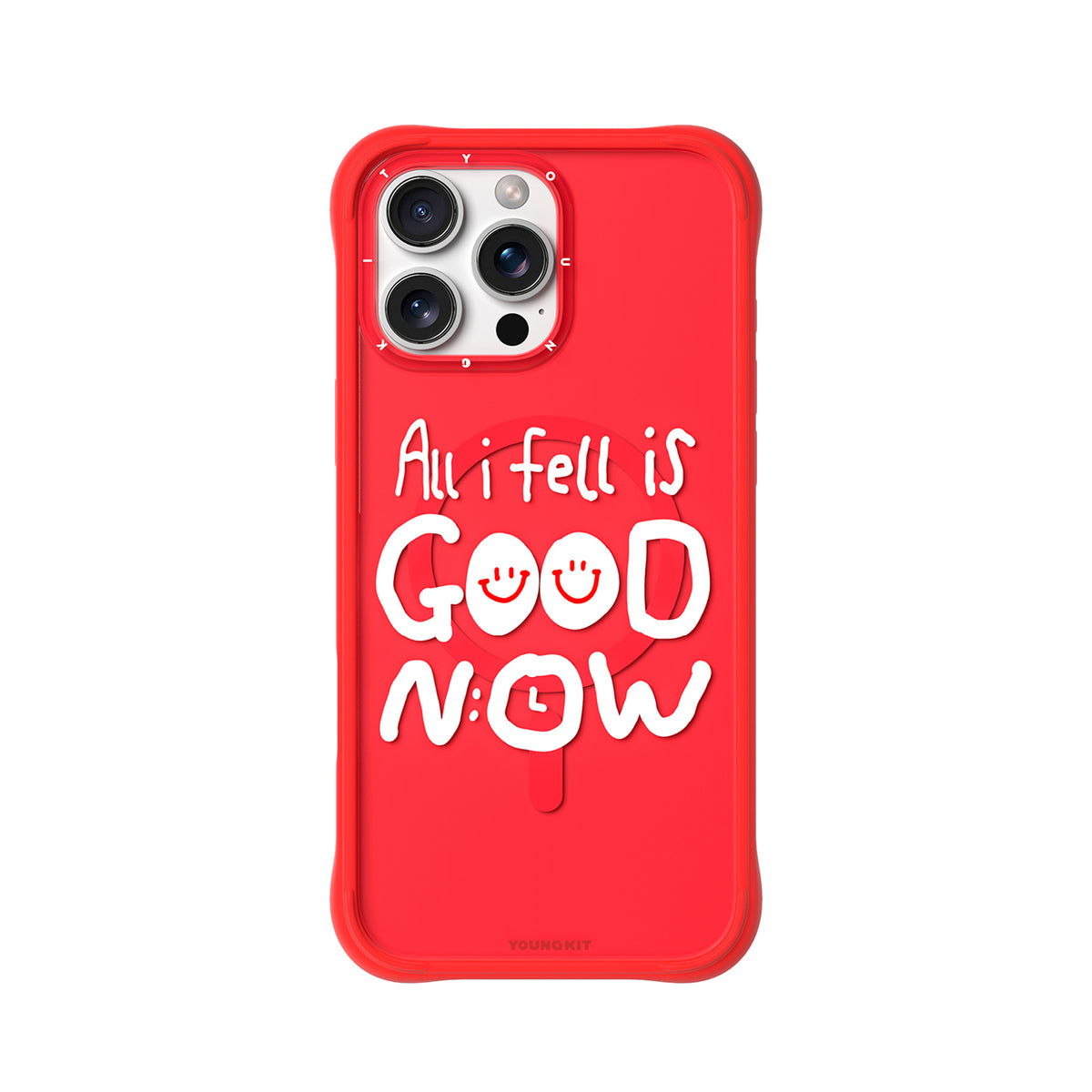 YOUNGKIT Funda CH3 Coffee Time 2.0 para iPhone 16 Pro Max Compatible con MagSafe, Marco de Silicona y Trasera Removible, Qué Bien Está, Roja