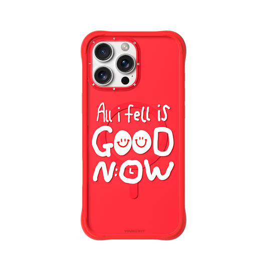 YOUNGKIT Funda CH3 Coffee Time 2.0 para iPhone 16 Pro Max Compatible con MagSafe, Marco de Silicona y Trasera Removible, Qué Bien Está, Roja