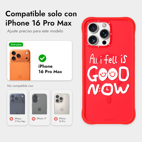 YOUNGKIT Funda CH3 Coffee Time 2.0 para iPhone 16 Pro Max Compatible con MagSafe, Marco de Silicona y Trasera Removible, Qué Bien Está, Roja