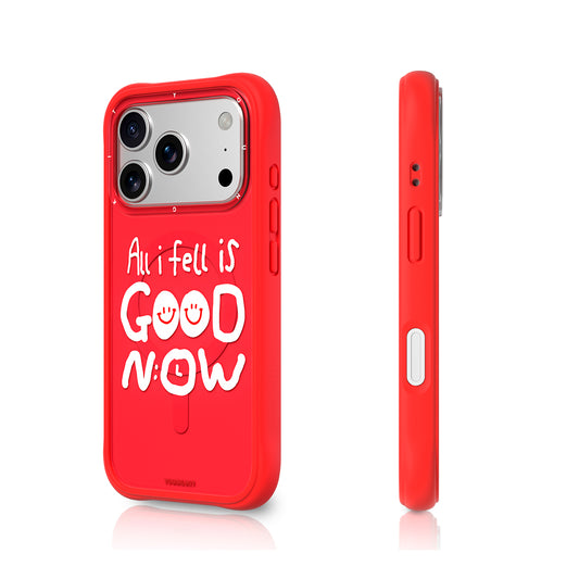 YOUNGKIT Funda CH3 Coffee Time 2.0 para iPhone 17 Pro Compatible con MagSafe, Marco de Silicona y Trasera Removible, Qué Bien Está, Roja