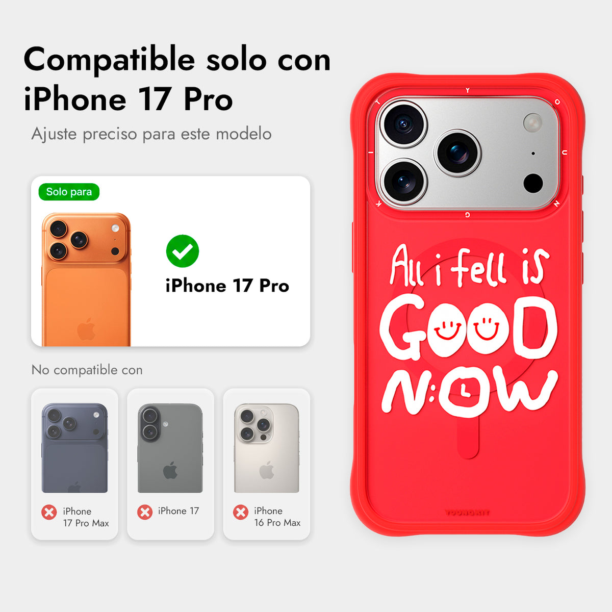 YOUNGKIT Funda Coffee Time para iPhone 17 Pro/18 Pro Compatible con MagSafe, Qué Bien Está, Roja