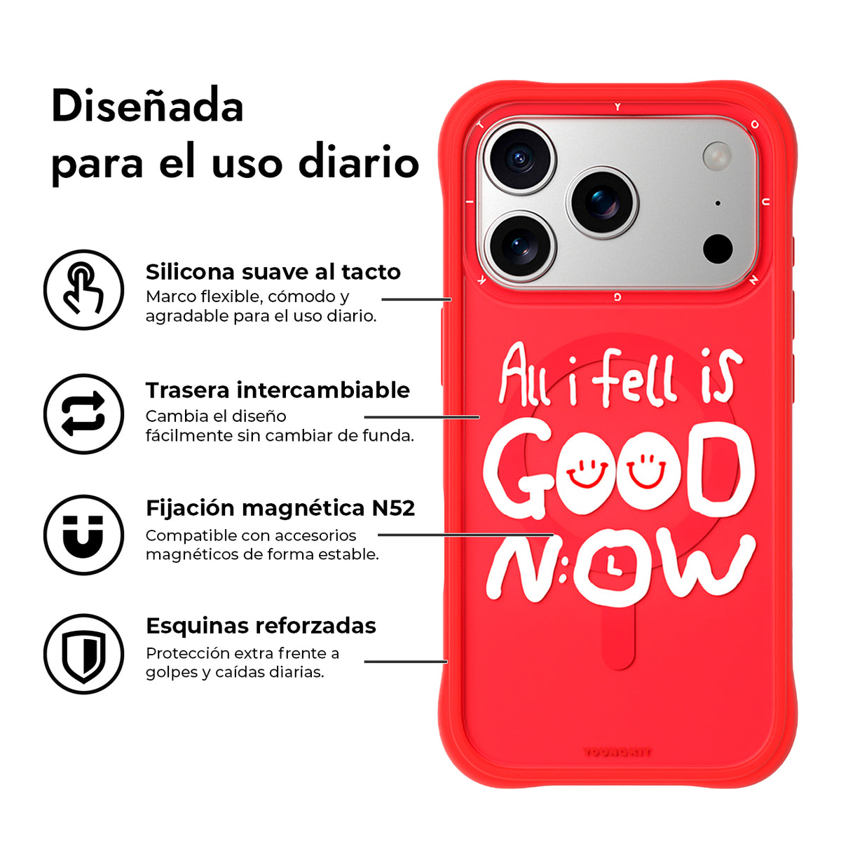 YOUNGKIT Funda Coffee Time para iPhone 17 Pro/18 Pro Compatible con MagSafe, Qué Bien Está, Roja