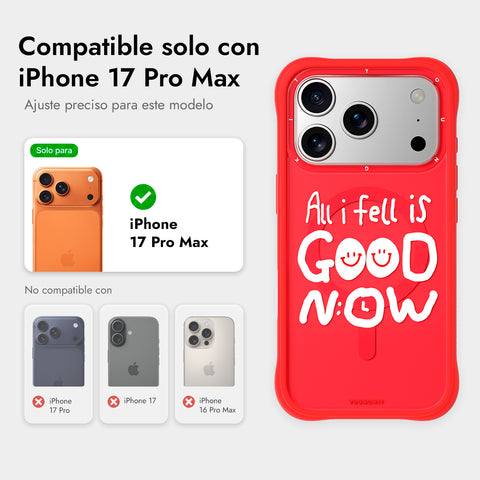 YOUNGKIT Funda CH3 Coffee Time 2.0 para iPhone 17 Pro Max Compatible con MagSafe, Marco de Silicona y Trasera Removible, Qué Bien Está, Roja