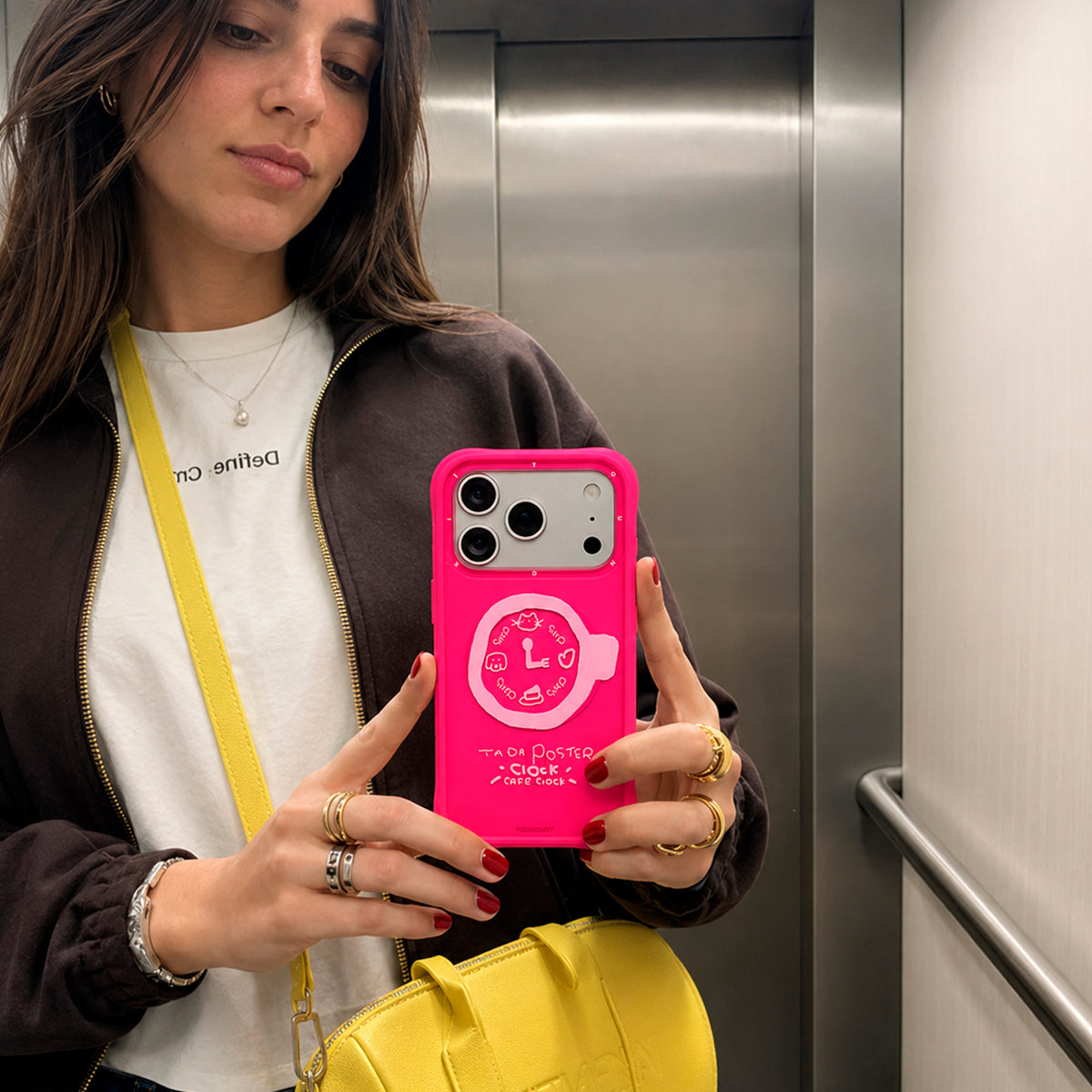 YOUNGKIT Funda Coffee Time para iPhone 17 Pro/18 Pro Compatible con MagSafe, A las 3, Rosa Barbie
