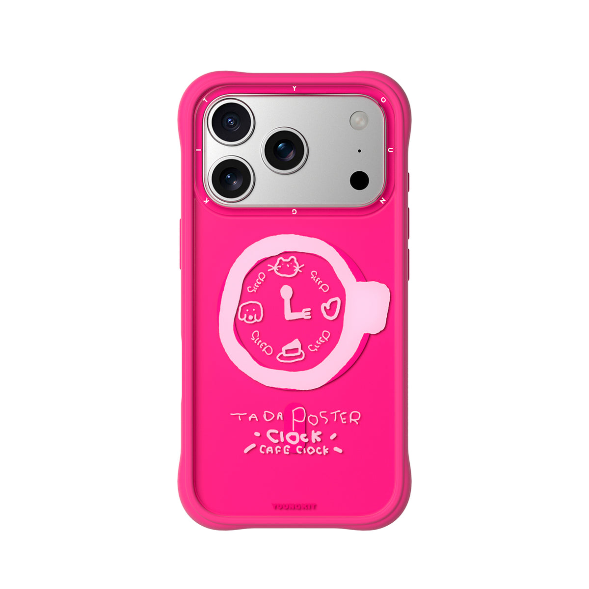 YOUNGKIT Funda Coffee Time para iPhone 17 Pro/18 Pro Compatible con MagSafe, A las 3, Rosa Barbie