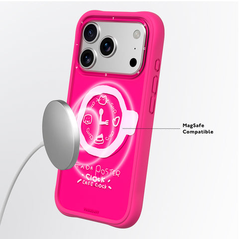 YOUNGKIT Funda CH3 Coffee Time 2.0 para iPhone 17 Pro Compatible con MagSafe, Marco de Silicona y Trasera Removible, A las 3, Rosa Barbie