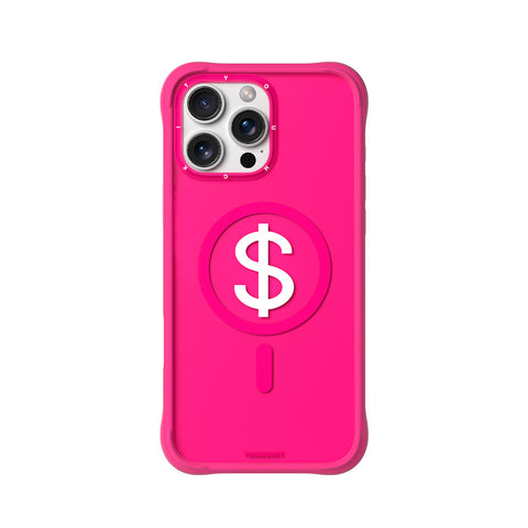 YOUNGKIT Funda CH3 Lucky Money para iPhone 16 Pro Compatible con MagSafe, Marco de Silicona y Trasera Removible, Rosa Fortuna, Rosa Barbie