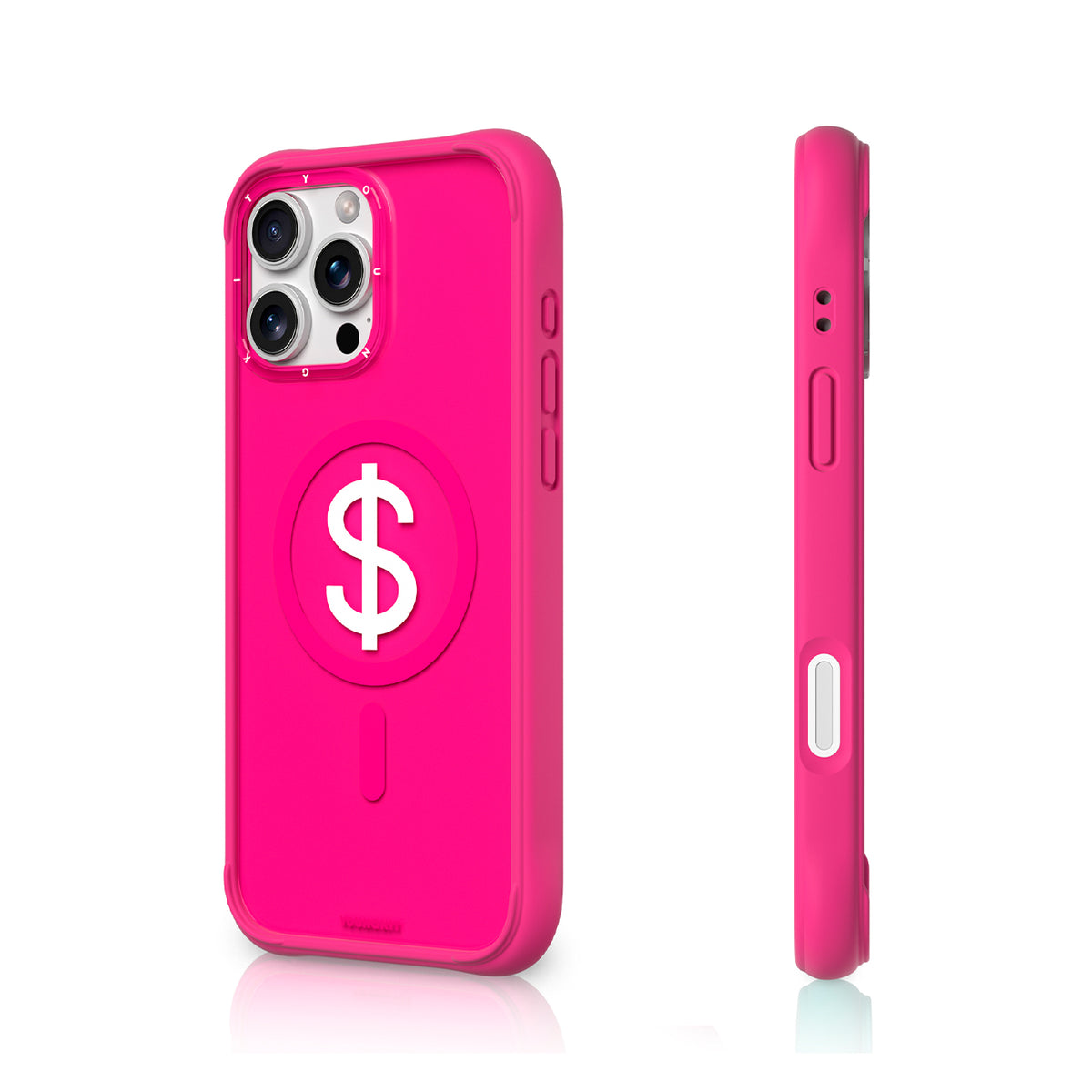 YOUNGKIT Funda CH3 Lucky Money para iPhone 16 Pro Max Compatible con MagSafe, Marco de Silicona y Trasera Removible, Rosa Fortuna, Rosa Barbie