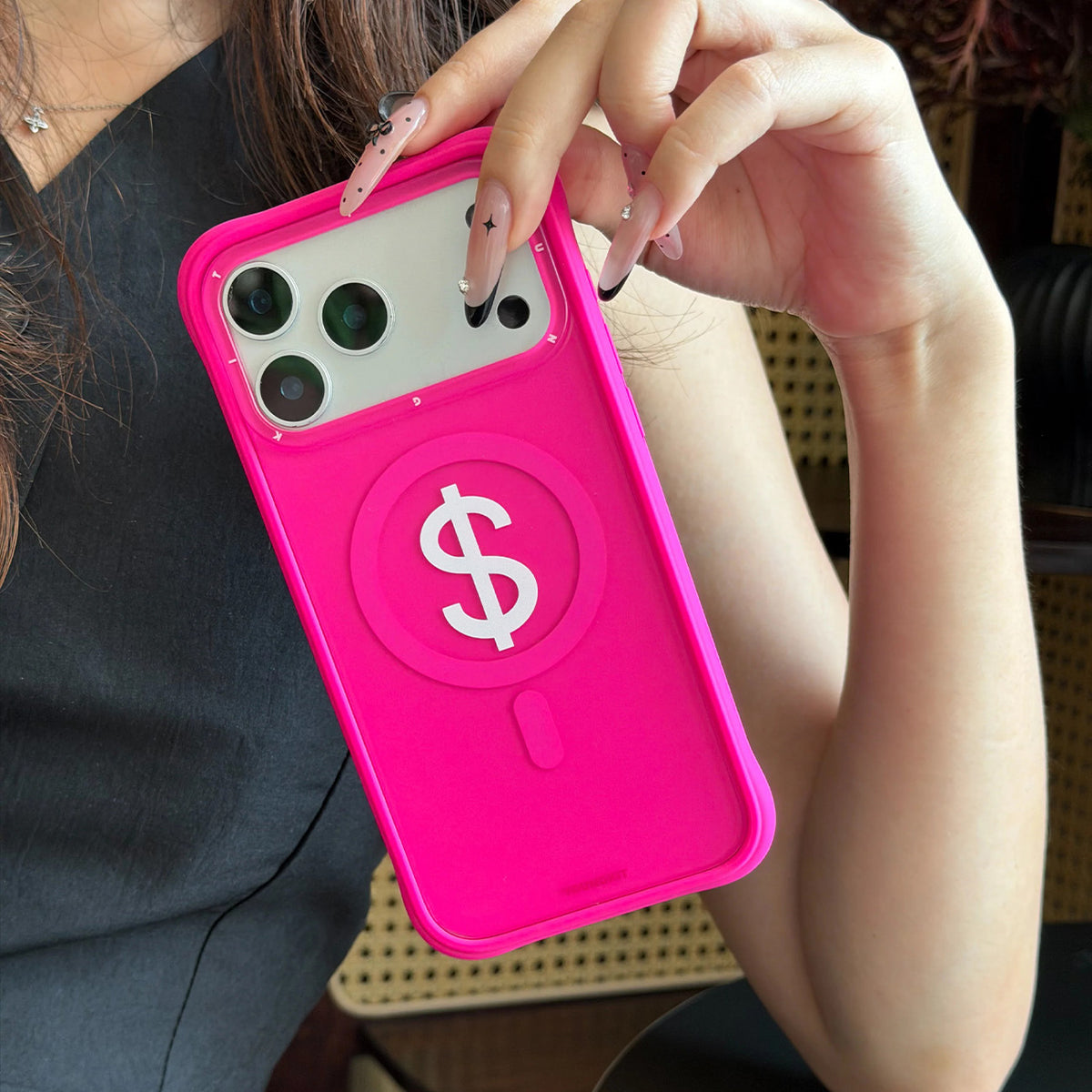YOUNGKIT Funda Lucky Money para iPhone 17 Pro Max/18 Pro Max Compatible con MagSafe, Rosa Rich Pink