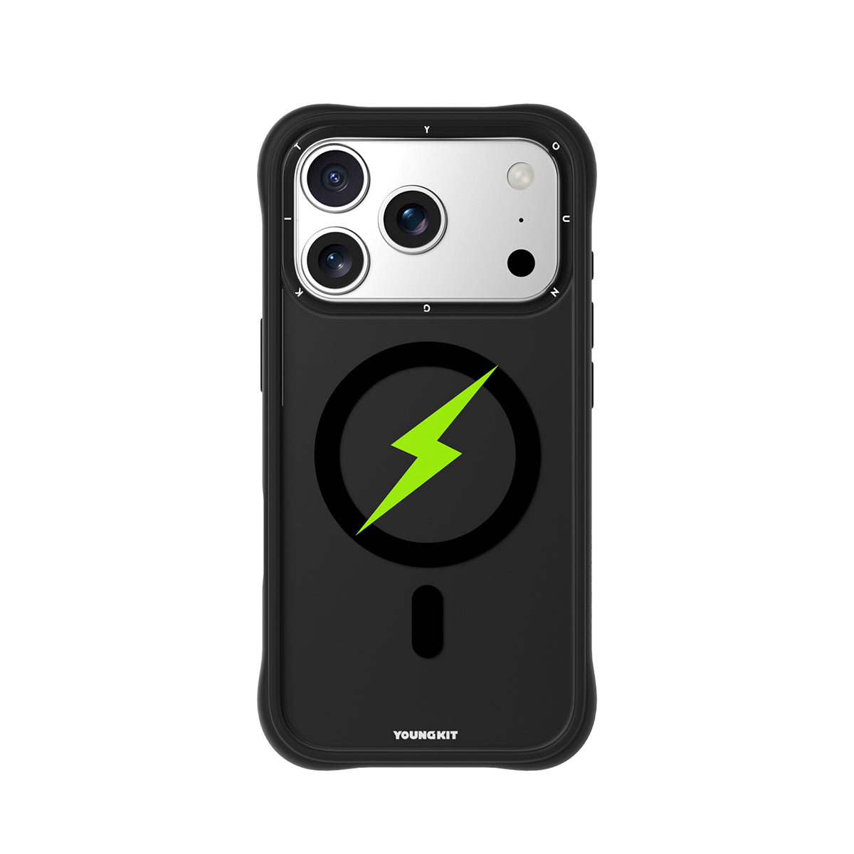 YOUNGKIT Funda Lightning para iPhone 17 Pro/18 Pro Compatible con MagSafe, Super Verde, Negro