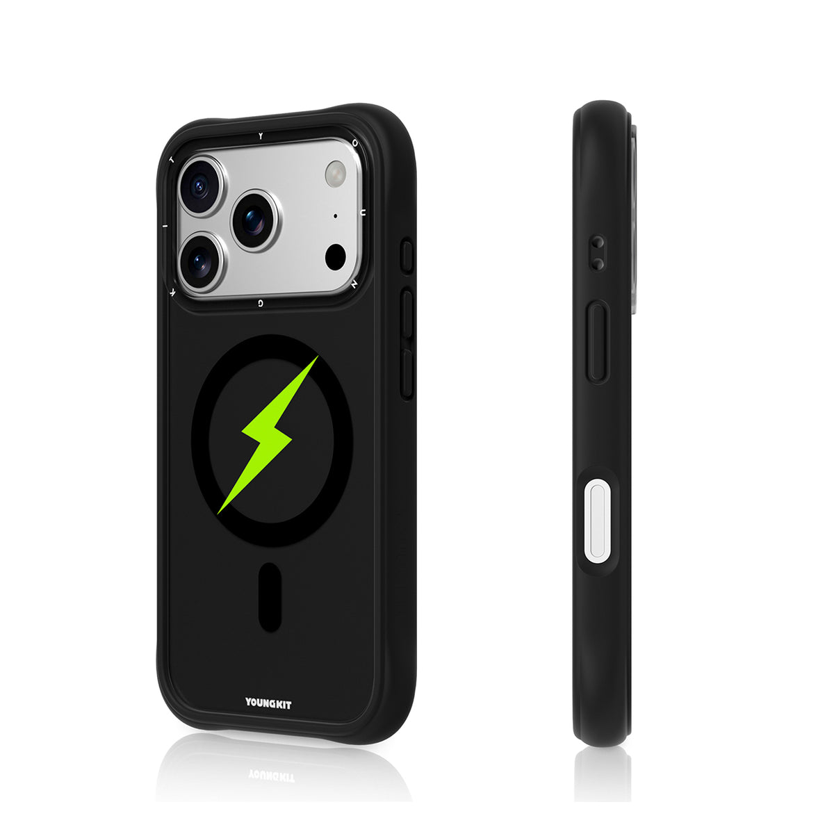 YOUNGKIT Funda Lightning para iPhone 17 Pro Max/18 Pro Max Compatible con MagSafe, Super Verde, Negro