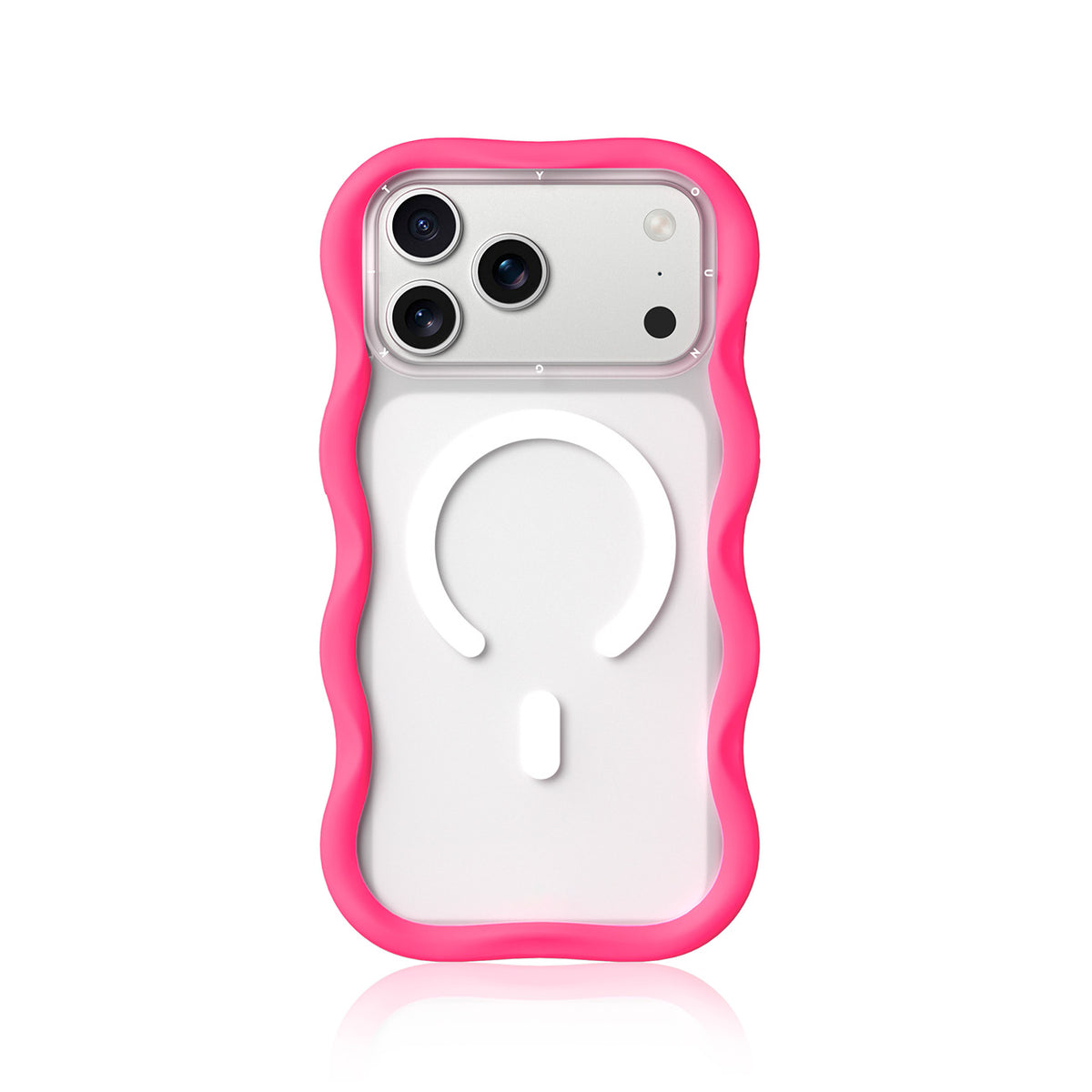 YOUNGKIT Funda Dynamic II Wavy para iPhone 17 Pro/18 Pro Compatible con MagSafe, Transparente Rosa Hot Pink