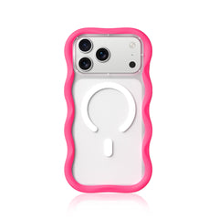 YOUNGKIT Case for iPhone 17 Pro Max - Dynamic II Magnetic Case Clear Hot Pink Wavy Silicone, Modern Design and Precise Fit